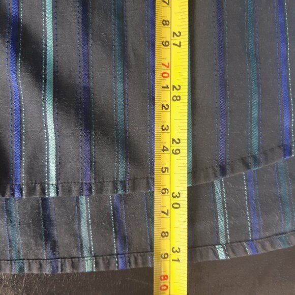 Sergio Louis Italy SZ M Black, Indigo & Teal Striped Men's Button Up Shirt - Picture 13 of 14